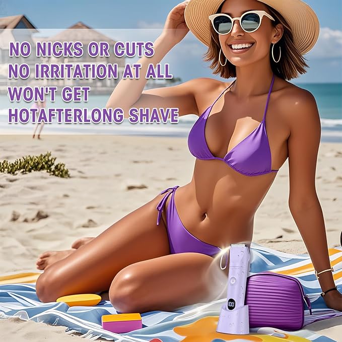 Lanumi 3 in 1 Bikini Trimmer for Women Rechargeable Electric Razors Wet/Dry Pubic Body Hair Trimmer Facial Hair Remover IPX6 Waterproof LCD Display