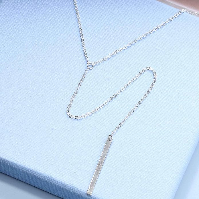Boho Long Bar Necklace Choker Y Lariat Necklace Chain Minimalist Drop Necklace Jewelry for Women and Girls