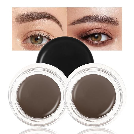 Boobeen 2 Pcs Eyebrow Pomade Cream, Waterproof Brow Pomade Gel High Pigmented Long-lasting for Natural Eyebrow Makeup, Suitable for Everyone