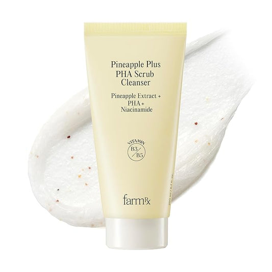 Farm Rx Pineapple Plus PHA Scrub Cleanser (6.7fl oz) - Gently Exfoliating Face Wash for Smooth, Bright Skin. Korean Skin Care. PHA, Niacinamide, Panthenol.