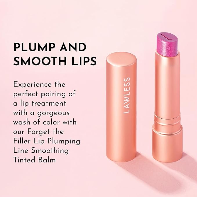 Lawless Forget the Filler Lip Plumping Line Smoothing Tinted Balm - Candy Girl - Premium Tinted Lip Balm with Natural Ingredients to Plump and Smooth Lips for a Firmer, Fuller Look - 0.09 oz