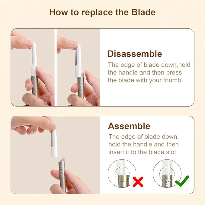 Dermaplaning Razor for Face - 10 Blade Refills, Dermaplaning Tool for Face Help Exfoliate and Smooth Skin, Easy-to-Use Facial Razors, Eyebrow Razor & Peach Fuzz Removal for Beauty