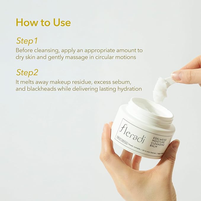 Edelweiss Cleansing Balm – Vegan Makeup Remover and Face Cleanser with Natural Flower Extracts. Korean Skincare, No Parabens or Sulfates (3.38 fl oz)