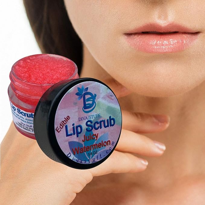 Diva Stuff Ultra Hydrating Lip Scrub for Soft Lips, Gentle Exfoliation, Moisturizer & Conditioner, Juicy Watermelon – ¼ oz (Made in the USA)