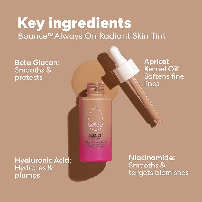 Beautyblender 12-Hour Always on Radiant Skin Tint, Breathable Serum Foundation Stays Put for All Day Long Wear, Infused with Hyaluronic Acid & Niacinamide, Deep 1
