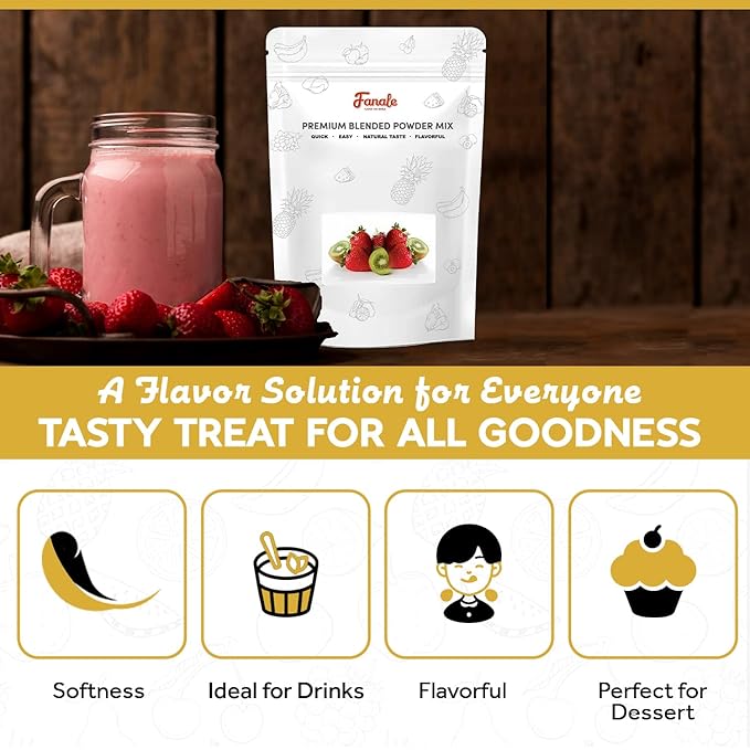 Fanale Premium Strawberry Bubble Tea Flavoring Powder | Perfect for Baking, Smoothies, Desserts and Drinks | Instant Flavoring Powder for Boba Milk Tea - 2.2 Pounds (Pack of 1)