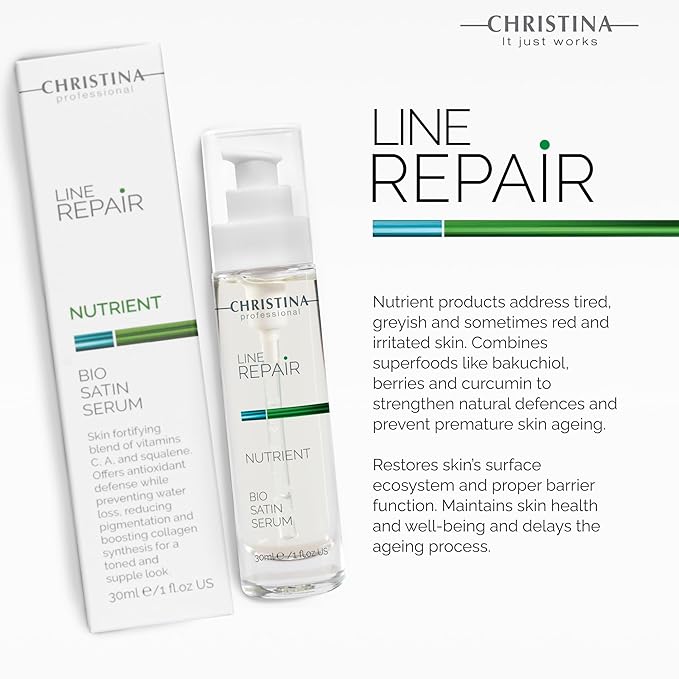 Christina Line Repair Bio Satin Vitamin C Serum for Face | Deeply Nourished Radiant Skin | Vitamin-Rich Protection | Retinol Revitalization Face Serum | For Sensitive, Normal, and Dry Skin 30ml
