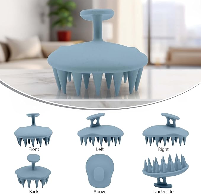 Fiora Naturals Scalp Massager Shampoo Brush - Silicon Scalp Scrubber & Exfoliator for Dandruff Removal and Hair Growth, Scalp Brush for Wet & Dry Hair, Shampoo Brush for Men, Women, Kids - BPA Free