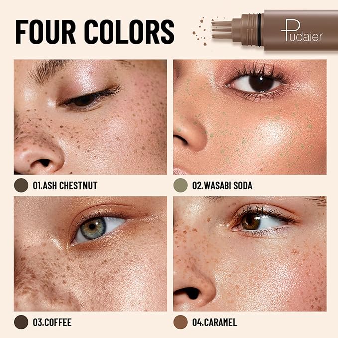 Freckle Stamp Pen, Fake Freckles Stain Marker,5-Dot Faux Liquid Freckle Stamp Cushion for Natural and Lifelike Sunkissed Makeup,Quick Dry Long-Lasting Face Freckle Pencil Tool,02#Wasabi Soda