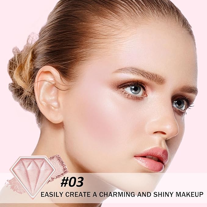 Boobeen Highlighter Makeup Palette, Baked Highlighter Bronzer Powder Palette, Shimmer Illuminator Contour Highlighter Powder for Face, Pearl Shine Shades Waterproof Long Lasting