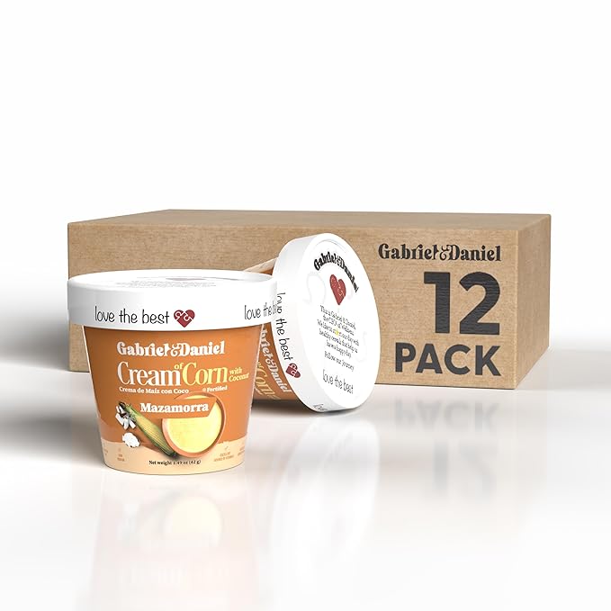 Gabriel & Daniel Gluten Free Instant Cream of Corn with Coconut – Non-GMO, Pure and Wholesome Hot Cereal – Creamy Texture with Mazamorra – Microwave Cup for a Nourishing and Easy Breakfast (Pack of 12)