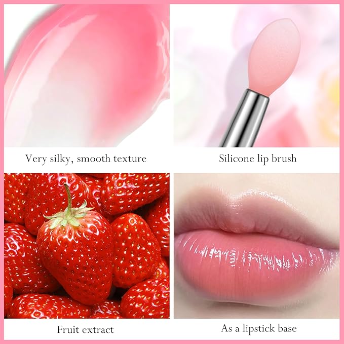 2Pc Jelly Lip Mask Overnight,Fruity Strawberry Lip Sleeping Mask Day Night Repair Kawaii Lip Balm Hydrate Plump Dry Lip Scrubs Exfoliator,Lip Care Lip Moisturizer with Collagen-Strawberry