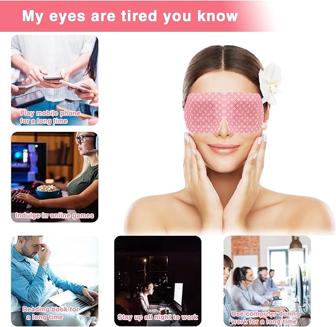 18 Packs Steam Eye Mask for Dry Eyes Dark Circles and Puffiness Tired Eyes, Disposable Self Heating Eye Mask for Stress Relief Relief Eye Fatigue