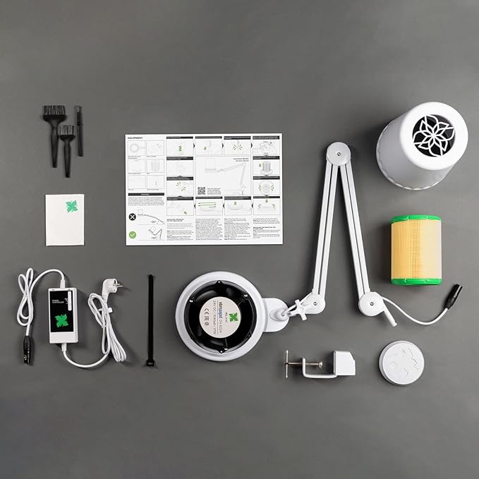 4BLANC® Alize Original Vacuum Nail Dust Collector for Pedicure with Built-in Dimmable LED Lamp, Certified HEPA 11 Medical Grade Replaceable Filter, and Universal Table Mount