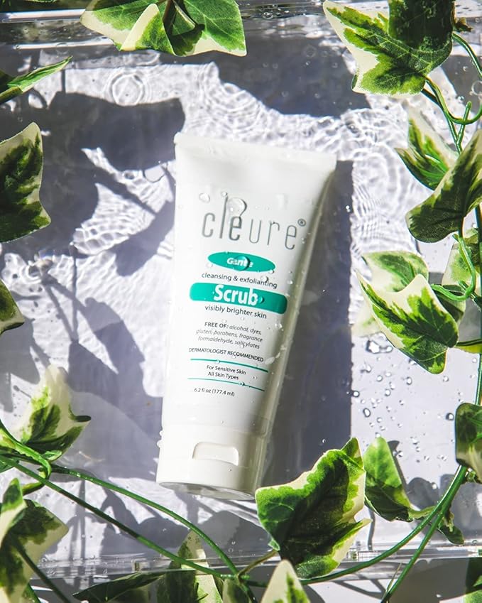 Cleure Hypoallergenic Exfoliating Facial Scrub, Free of Fragrance, Gluten, Paraben, Salicylate and Non-Comedogenic, Unscented, 4 oz