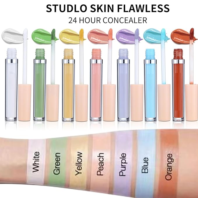 MAEPEOR Liquid Conceal Contour 7 Colors Cream Lightweight Liquid Concealer Contour Makeup for Concealing Blemishes, Brighten Dark Circles (Color 01 White)