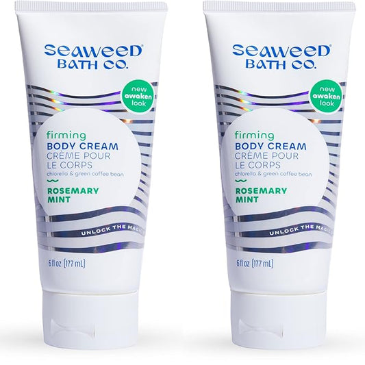 Seaweed Bath Co. Firming Body Cream - Rosemary Mint - Hydrating Hand and Body Lotion with Hyaluronic Acid - Toning Skin Moisturizer for Dry Skin - 6 oz (Pack of 2)