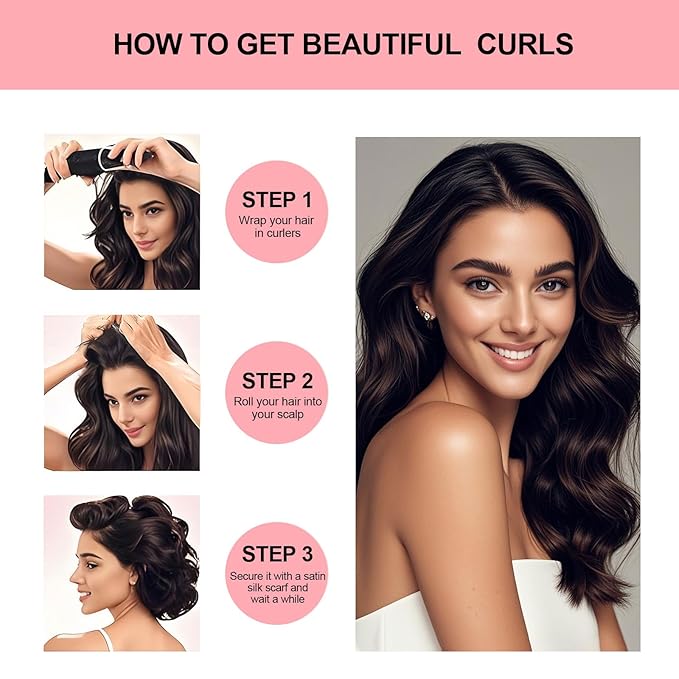 Heatless Curls Overnight Set - Jumbo Overnight Hair Curlers to Sleep In, Soft Velvet Hair Rollers for Women, No Damage Curls Styling Tools 3pcs