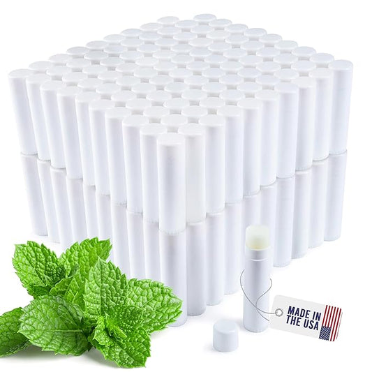 Lip Balm Bulk Unlabeled - Made in USA Bulk Chapstick - Natural Ingredients Vitamin E Shea Butter - Custom Chapstick Bulk For Party & Wedding Favors (200 Count, Peppermint)