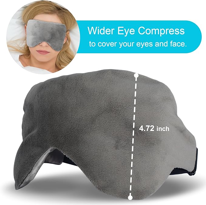Atsuwell Cooling Eye Mask, Reusable Cold Sleep Eye Compress and Moist Heat for Eye Relaxing, Multipurpose Eye Bag for Dry Eyes with Microwavable Flaxseed Pad, Cold Gel Pad and Silky Cotton Insert