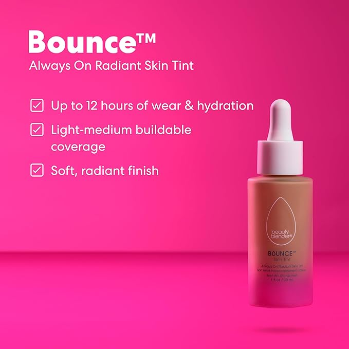 Beautyblender 12-Hour Always on Radiant Skin Tint, Breathable Serum Foundation Stays Put for All Day Long Wear, Infused with Hyaluronic Acid & Niacinamide, Tan 3