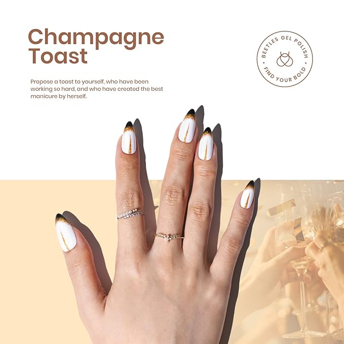 Beetles Shimmer Gel Nail Polish Set, 6 Colors Black White Polish Gel Silver Rose Gold Glitter Fall Nail Polish Soak Off Uv Lamp Nail Art Manicure Salon Gifts for Her Women