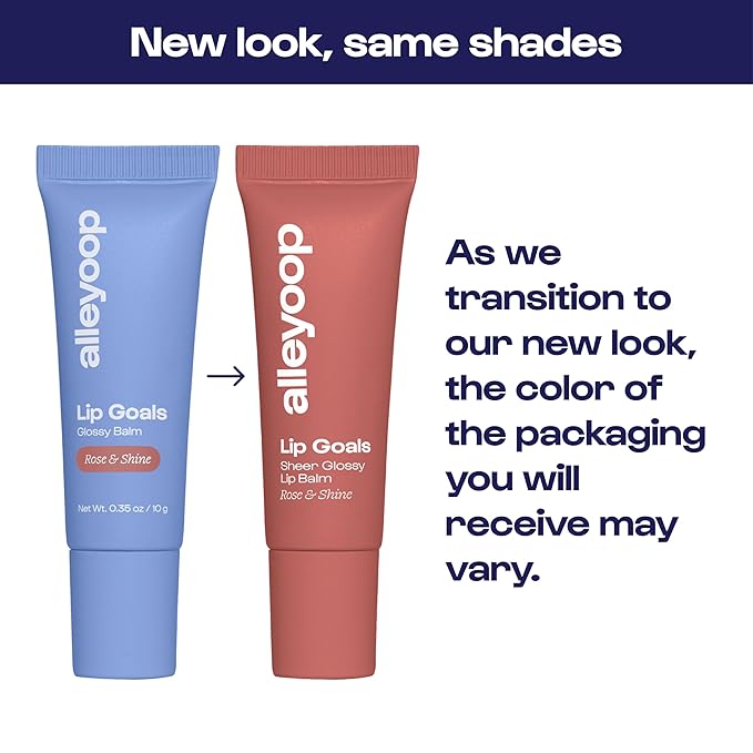 Alleyoop Glossy Lip Balm - Lip Goals, Rose & Shine (Sheer Dusty Rose) - Hydrating & Moisturizing Lip Care for Cracked Lips - Natural Plumping Lip Moisturizer That Smooths, Soothes, & Protects - Vegan