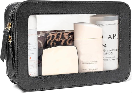 Clear Makeup Bag Small, TSA Approved Portable Toiletry Bag with Zipper Cosmetic Travel Bag Makeup Organizer Case Mini Makeup Pouch for Purse Car Organizer Bag for Women Men