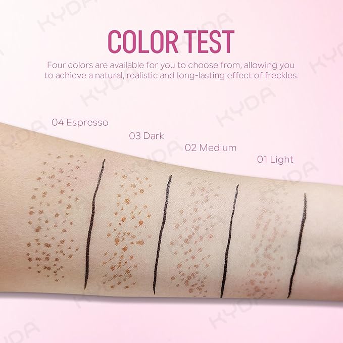 KYDA Freckle Liquid Eyeliner Pen, 2 in 1 Freckles Stamp and Black Liquid Eyeliner, Waterproof and Long lasting Soft Dot Spot Pen Realistic Fake Freckles for Natural Lifelike Sun-kissed Makeup-ESPRESSO
