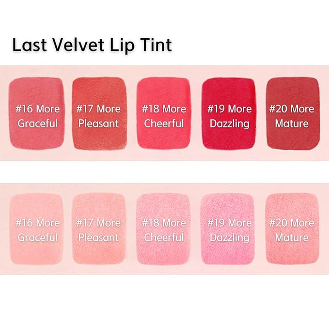 BBIA Last Velvet Lip Tint - Soft & Creamy Matte Finish Lip Stain, Blur Effect with Velvety Texture, Long-Lasting, High Pigment, Lightweight, Non-Drying, Korean Lip Makeup (20 MORE MATURE)