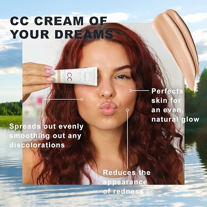 Lumene Color Correcting CC Cream - Lightweight Foundation with Medium Coverage - Redness Reducing Face Makeup for a Glowing Complexion - Vegan Formula + Suitable for All Skin Types - Medium (1 fl oz)