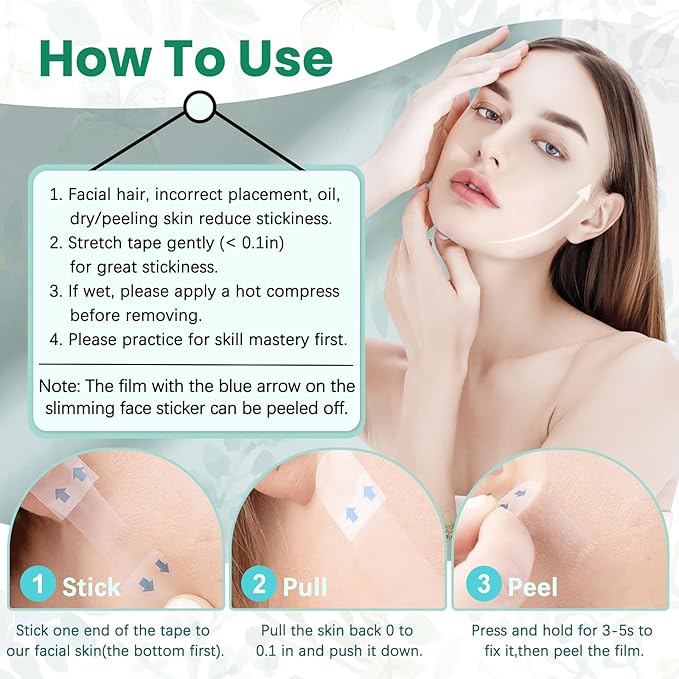 Face Neck Tape Lifting Invisible,Face Lift Tape, Instant Facelift Tape,Makeup V-Edge Face Patches,Necks Less Strip for Women Turkey Neck,Jowl,Eye,Loose Skin,Wrinkle,Double Chin (1 Count (Pack of 172))