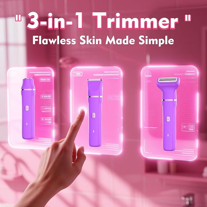 Electric Shaver for Women - Cordless Dermave Bikini Trimmer for Lady's Beauty, Painless Facial Hair Removal Device with Low Noise, Detachable Head, Fast Charging, 2025 Beach Vacation Essentials