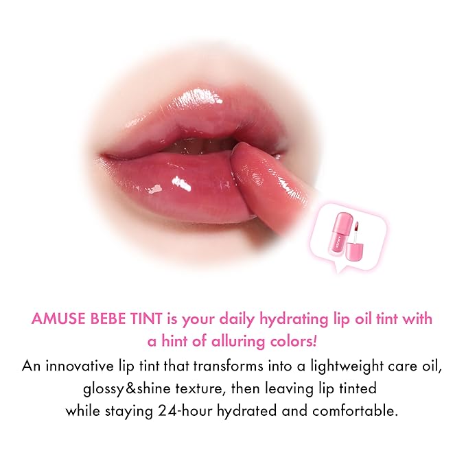 Amuse SEOUL BEBE TINT - 02 PAPAYA CORAL | 24-hour Long-lasting Lip Stain, Plumping, Hydrating, Moisturizing, No Peel Off, Lip Care, Treatment, Non Sticky, Korean Lip Tint for Dry Lips