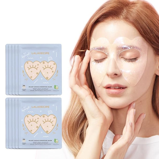 Avocado Heart-Shaped Collagen Under Eye Masks | Brightening Eye Mask Pads w/Hyaluronic Acid & Niacinamide | Hydrogel Depuffing Under Eye Patches for Dark Circles and Puffiness (Pack of 10)