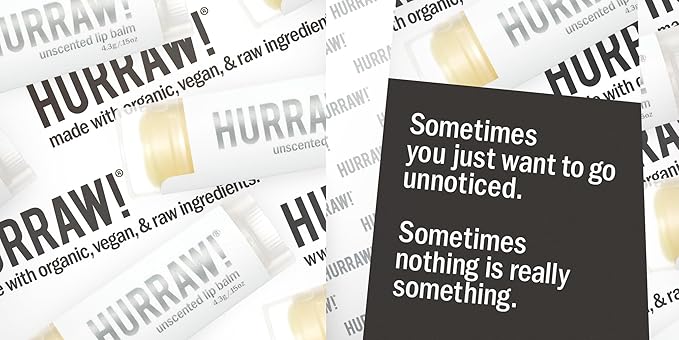 Hurraw! Unscented Lip Balm: Organic, Certified Vegan, Cruelty and Gluten Free. Non-GMO, 100% Natural Ingredients. Bee, Shea, Soy and Palm Free. Made in USA