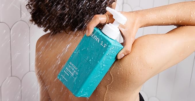 MEDIX 5.5 Body Scrub Skin Care Glycolic Acid Exfoliating Body Cleanser KP Bump Eraser | AHA + Lactic Acid Anti Aging All Skin Type Wash | Keratosis Pilaris & Acne | Body & Face Wash Exfoliate, 2-Pack