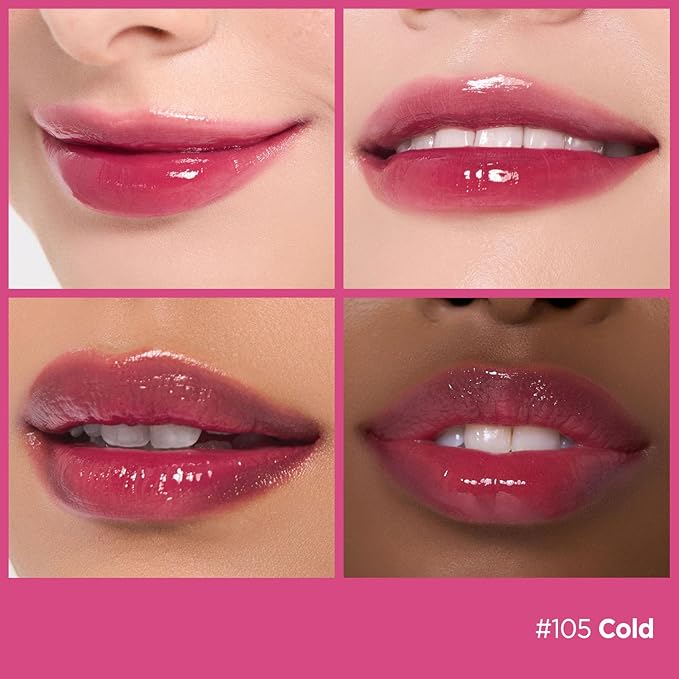 Laka Fruity Glam Tint, 4.5g/0.15 oz., Glowing Lip Stain with Wide Color Spectrum, Hydrating & Lightweight Texture, Long-Lasting Bold Stain, Non-Sticky, Vegan, K-Beauty (#105 Cold)