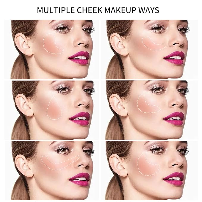 Boobeen Powder Blush Matte Blush, Highly Pigmented Beauty Cream Blush Palette for Create A Natural Cheek Flushed Look, Rich Colors