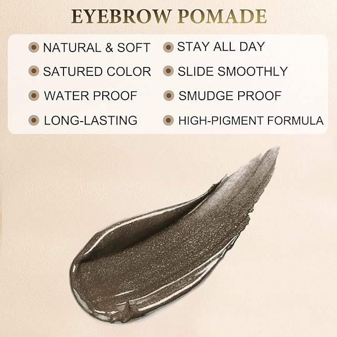 Eyebrow Makeup Kit - 4 Tip Waterproof Microblading Pencil, Eyeliner, Pomade, Dual-ended Brush - Natural Looking - Ebony