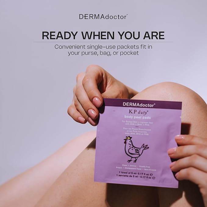 DERMAdoctor KP Bump Eraser Extra Strength Peel Pads – Exfoliating Body Treatment for Keratosis Pilaris, Body Acne & Rough Skin | AHA + BHA + PHA Formula | Dermatologist Developed