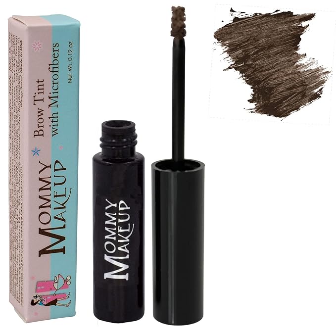 Brow Tint with Microfibers - 4-in-1 Tinted Eyebrow Gel to Groom, Hold, Sculpt & Color Your Brows, Covers Gray Hair - Water Resistant, Clump-Free, Long Lasting (Warm Brunette) by Mommy Makeup