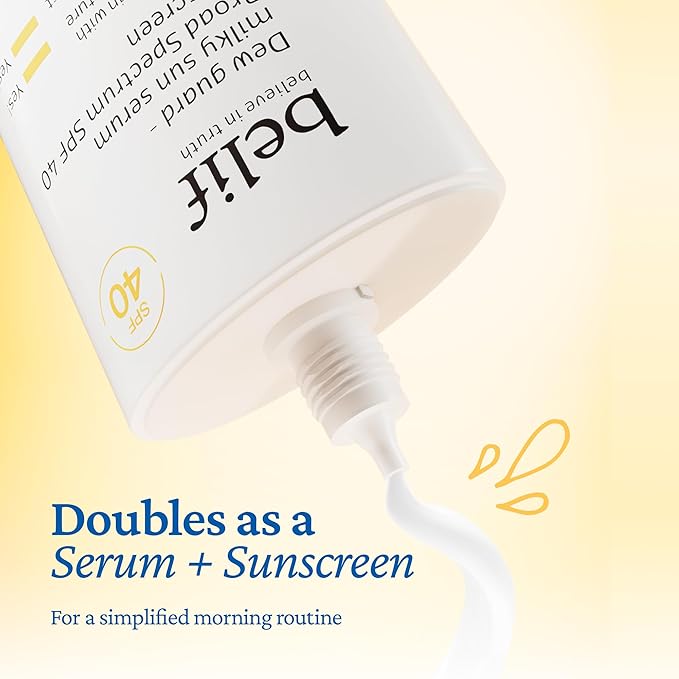 belif Milky Niacinamide Sunscreen SPF 40 – Lightweight & Invisible Sun Serum for Face with 7 Types of Hyaluronic Acid | No White Cast, Non-Comedogenic, Hydrating, Makeup-Gripping Primer (1.69 fl.oz)