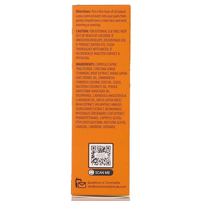 Advanced Clinicals Turmeric Oil Serum For Face | Facial Skin Care Serum With Jojoba + Coconut Oil To Improve Appearance Of Dark Spots & Uneven Skin Tone | Antioxidant Dry Skin Moisturizer, 2-Pack