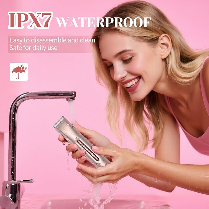Bikini Trimmer for Women - 2025 New 2-in-1 Dual-Head Electric Shaver，Rechargeable Professional Painless Electric Razors, IPX7 Waterproof Body Hair Trimmer & Facial Hair Remover for Wet & Dry