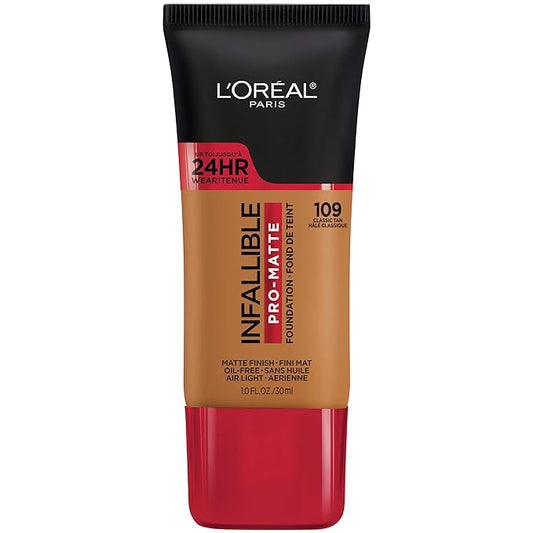 L'Oreal Paris Cosmetics Makeup Infallible Pro-Matte Liquid Longwear Foundation, Classic Tan, 1 fl oz