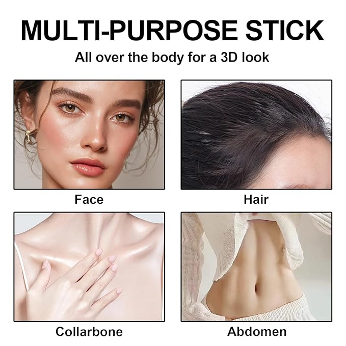 3Pcs Cream Contour Stick Makeup Kit, Shades with Highlighter Stick, Blush Stick and Bronzer Contour Stick for Sculpt the Cheeks, Long Lasting, Waterproof, Matte & Dewy Finish (LIGHT)