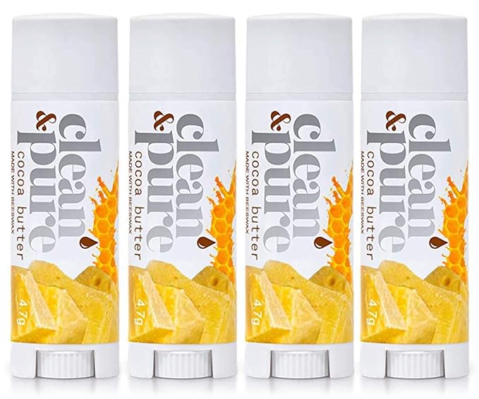 Lip Balm 4-Pack (Cocoa Butter) | Lip Care Set With 100% All Natural Beeswax | Vitamin E Oil | Flavored Lip Balm for Dry, Chapped Lips | Made in Australia…