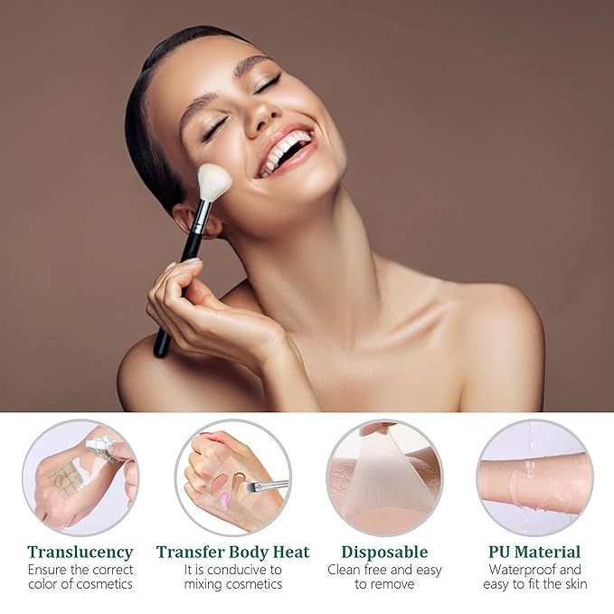 500 Pieces Makeup Hand Palette,Disposable Adhesive Makeup Mixing Tray,Waterproof Makeup Tape,For Mix Foundation And Keep Hands Clean When Applying Makeup