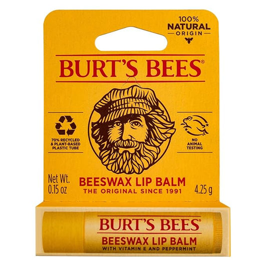 Burt's Bees Beeswax Lip Balm with Vitamin E & Peppermint 0.15 oz (Pack of 5)